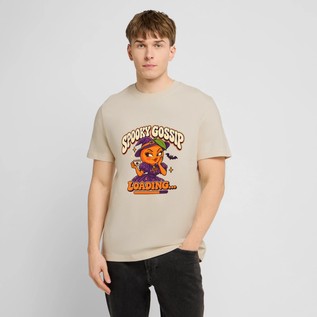 Stanley/Stella Unisex Organic T-Shirt CREATOR featuring Spooky Gossip Loading – Funny Halloween Orange