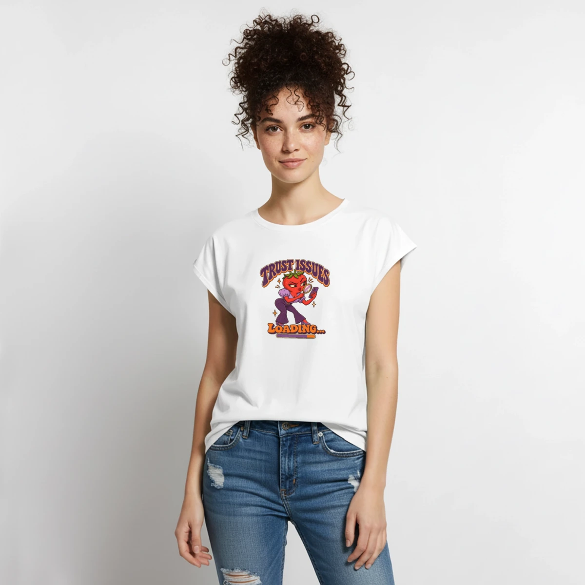 Women's Premium Organic Top featuring Trust Issues Loading – Funny Strawberry Retro Design