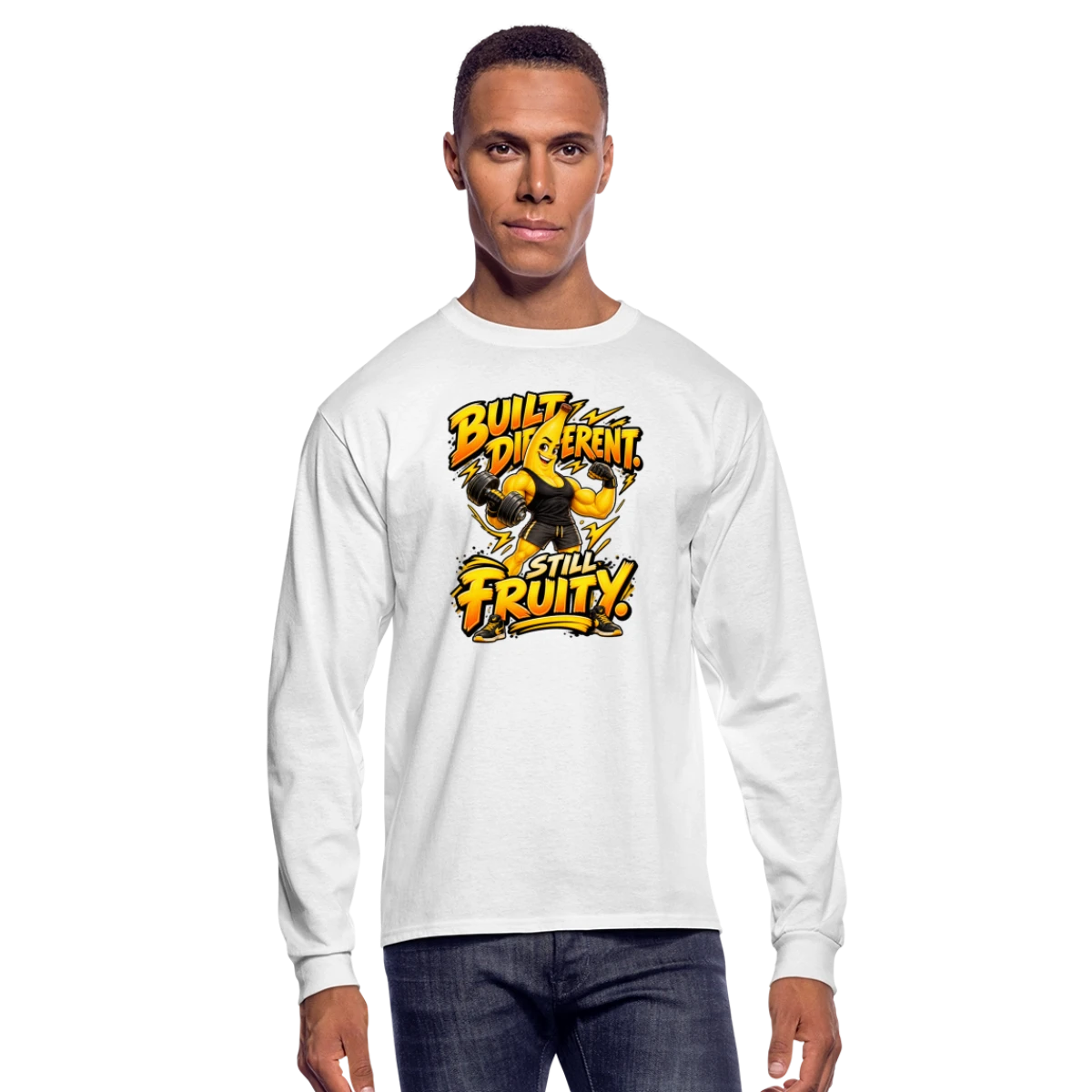 Men's Long Sleeve T-Shirt featuring Built Different Still Fruity – Gym Banana